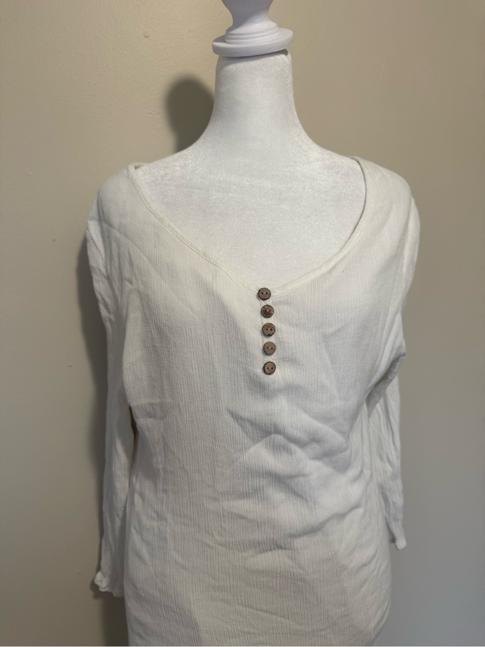 R. Vivimos White Boho Layered High-Low Long Sleeve Dress - Picture 3 of 7